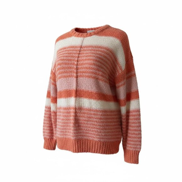 Papermoon Striped Lightweight Knit Sweater – Coral & Cream – Size L - Picture 5 of 6